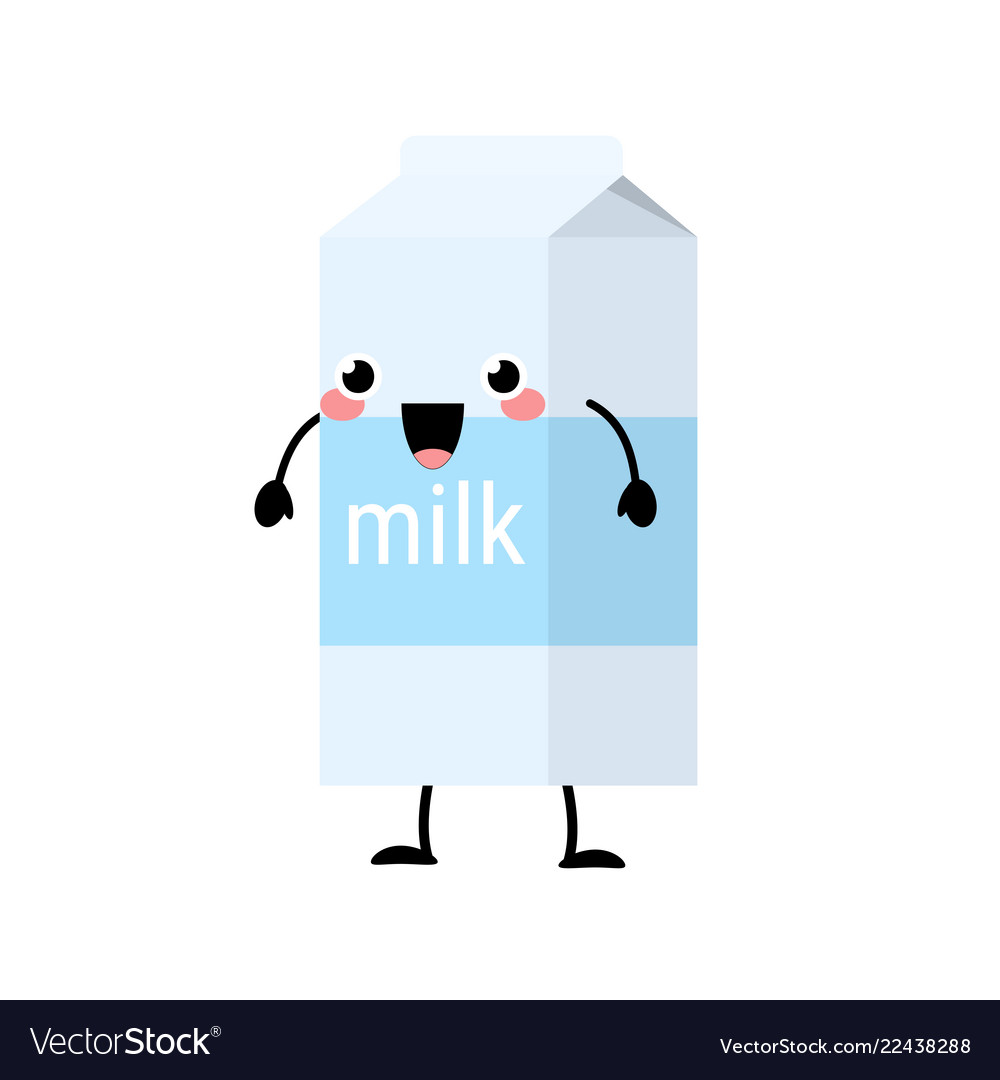 Carton of milk characters isolated on white