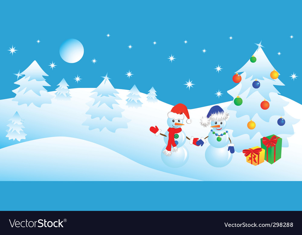 Christmas in the winter forest Royalty Free Vector Image