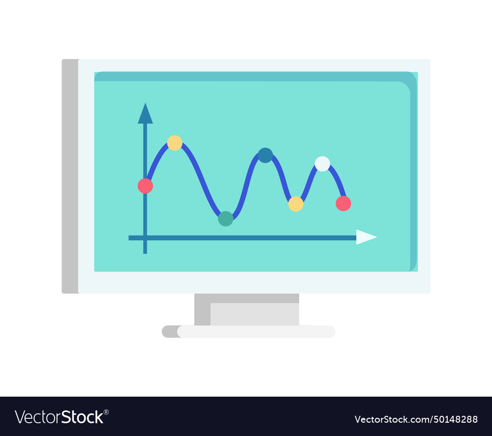 Computer monitor displaying a colorful line graph vector image Computer monitor displaying a colorful line graph