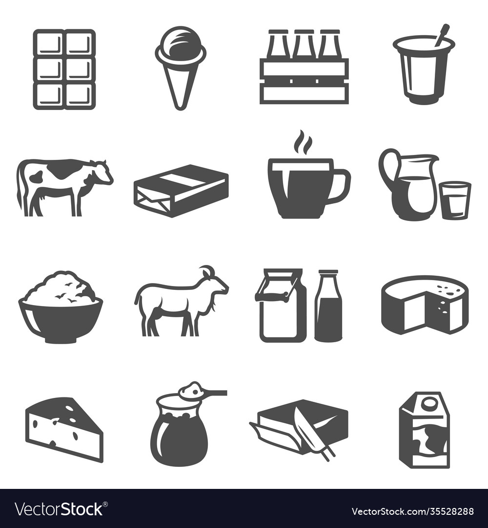 Dairy products set foods made from milk Royalty Free Vector