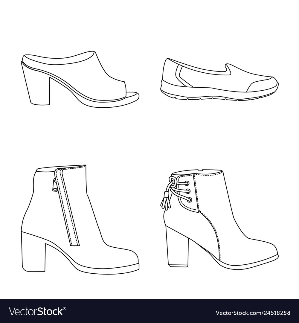 Design of footwear and woman icon set