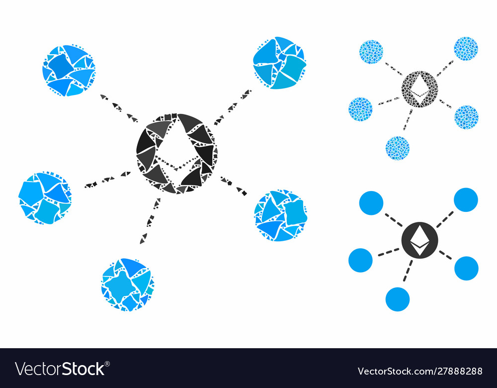 Ethereum network mosaic icon humpy pieces vector image Ethereum network mosaic icon humpy pieces