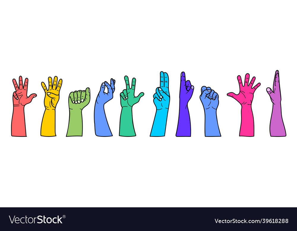Hands with different gestures vector image Hands with different gestures