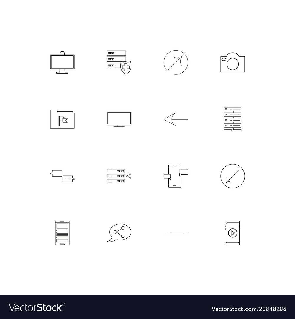 Netzwerk und Datenbank lineare dünne Symbole Set