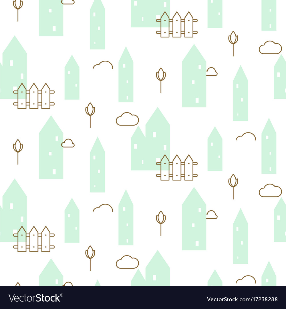 Pastel mint houses baby fabric seamless