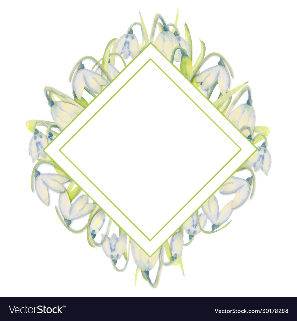 Romantic spring frame with snowdrops on outer vector image Romantic spring frame with snowdrops on outer