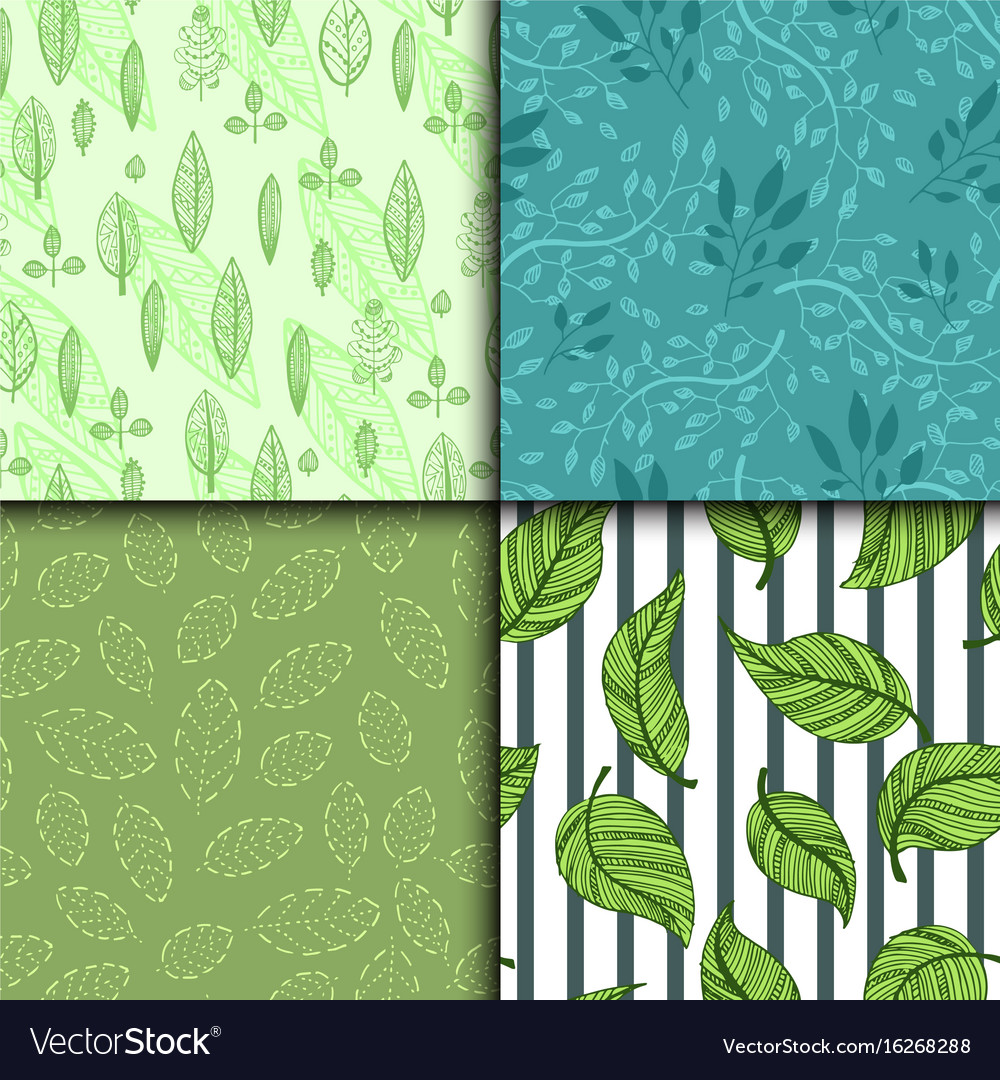 Seamless pattern with leaves hand drawn style