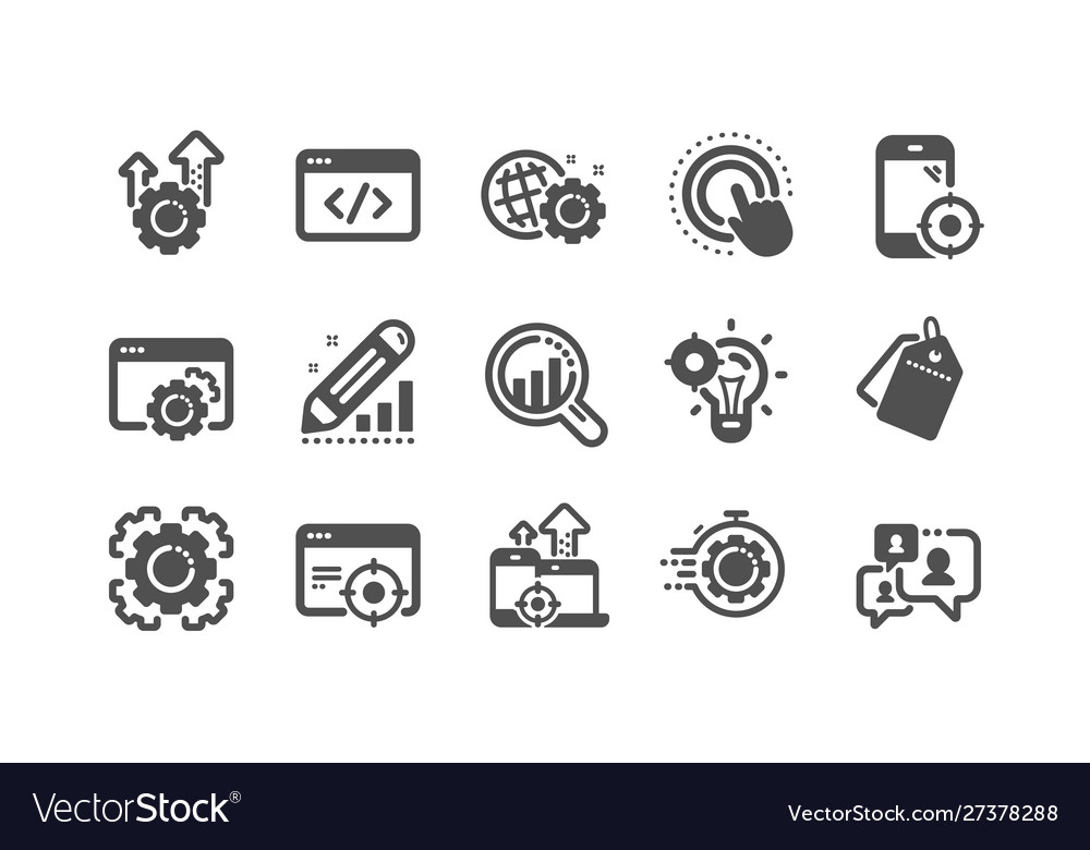 Seo icons website stats target and increase Vector Image