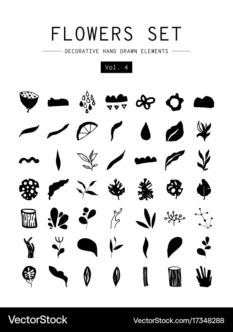 Set decorative hand drawn elements Royalty Free Vector Image