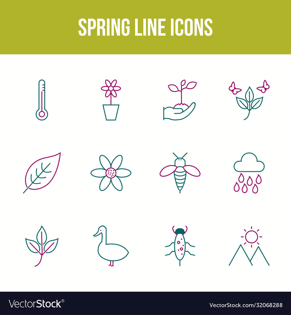 Unique spring line icon set Royalty Free Vector Image