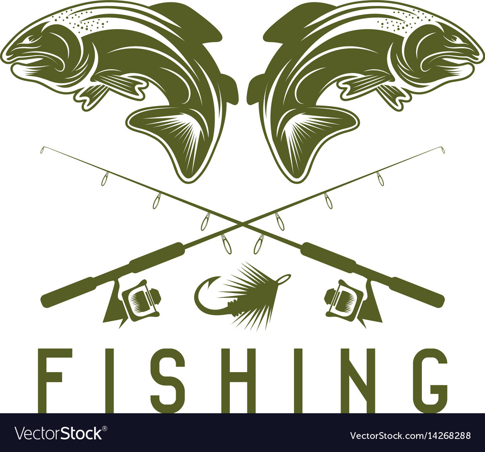 Vintage fishing design template with trout Vector Image