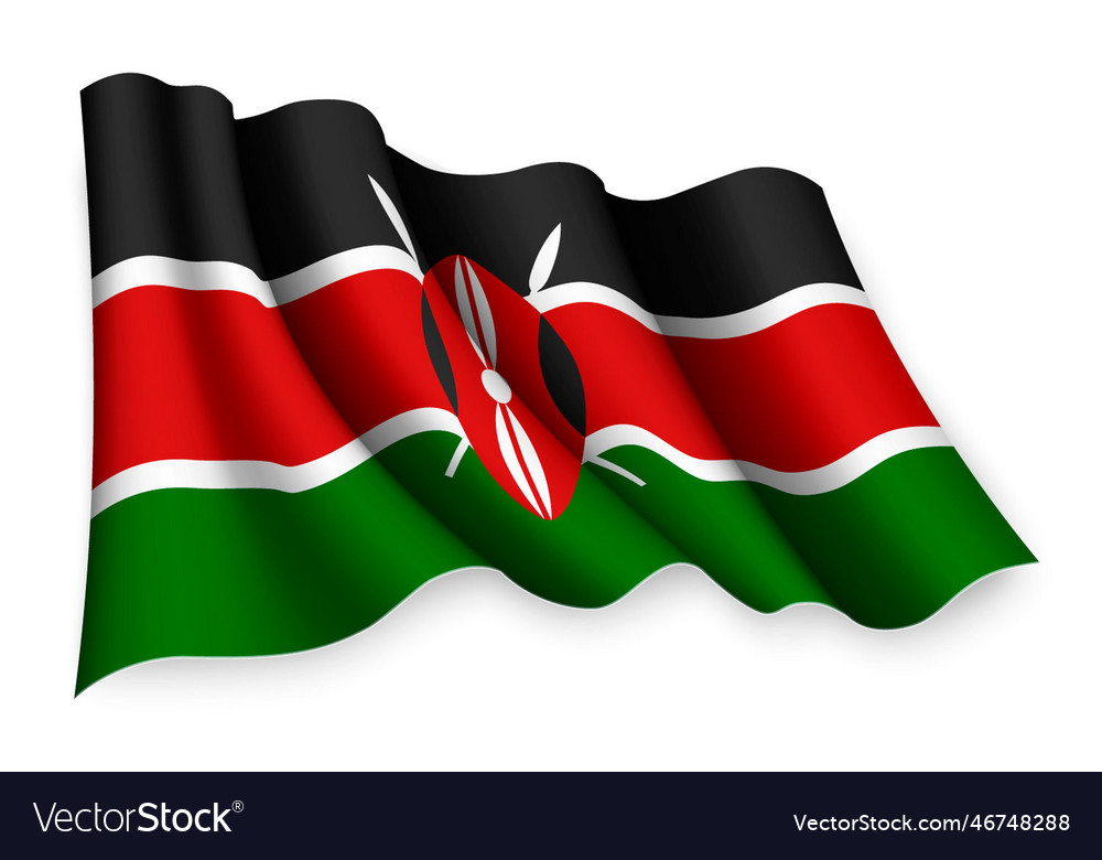 Waving flag of kenya Royalty Free Vector Image