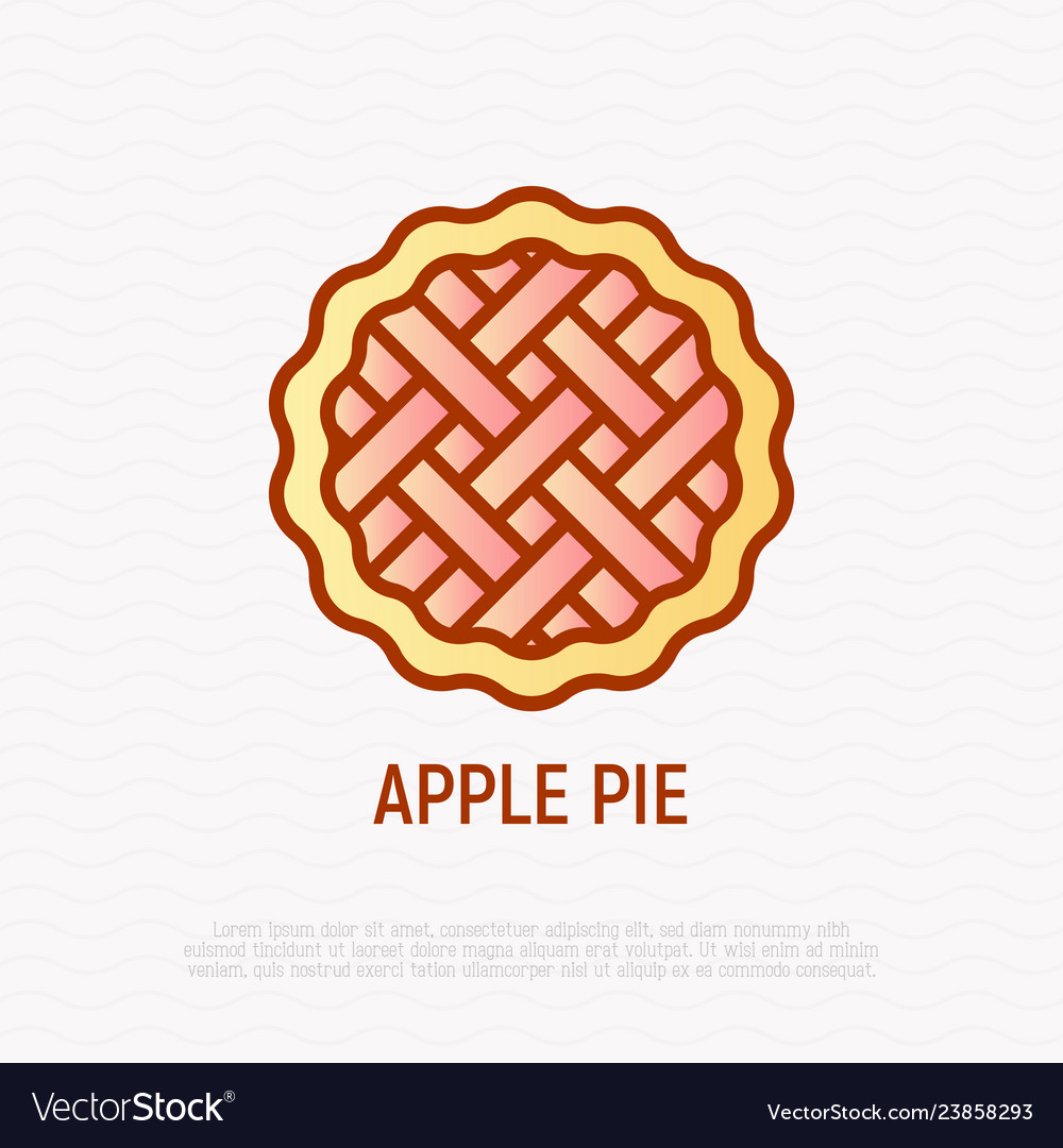 Apple pie thin line icon