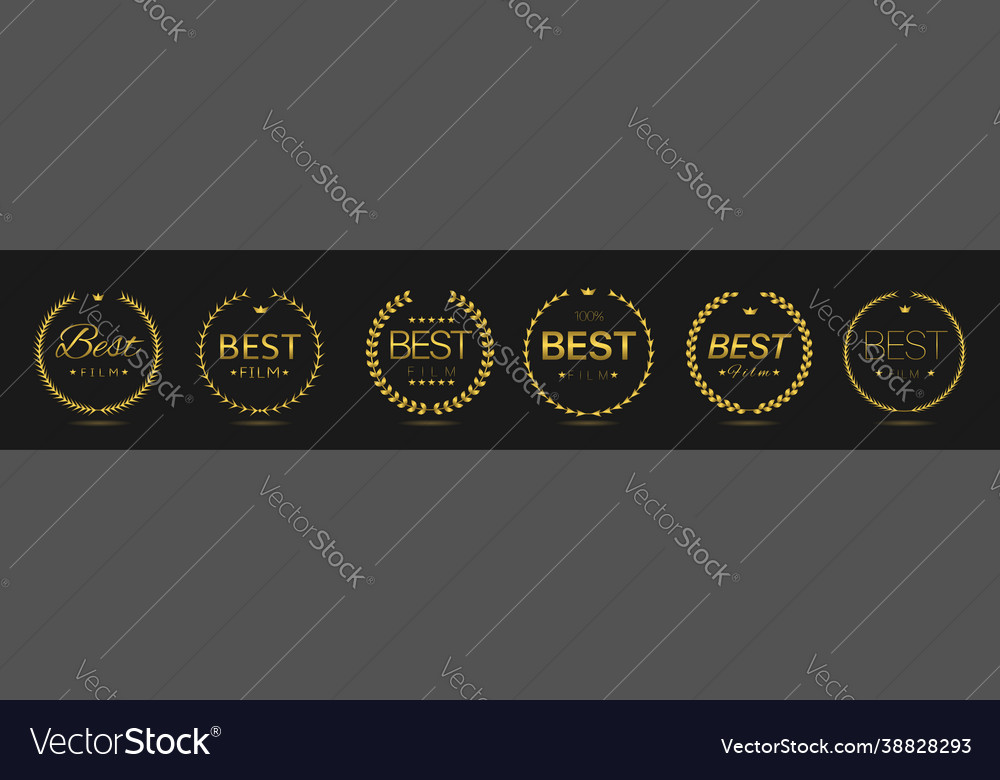 Best film golden laurel wreath label set