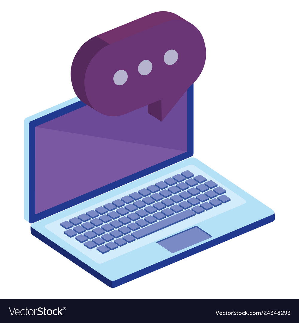 Laptop computer with speech bubble vector image Laptop computer with speech bubble