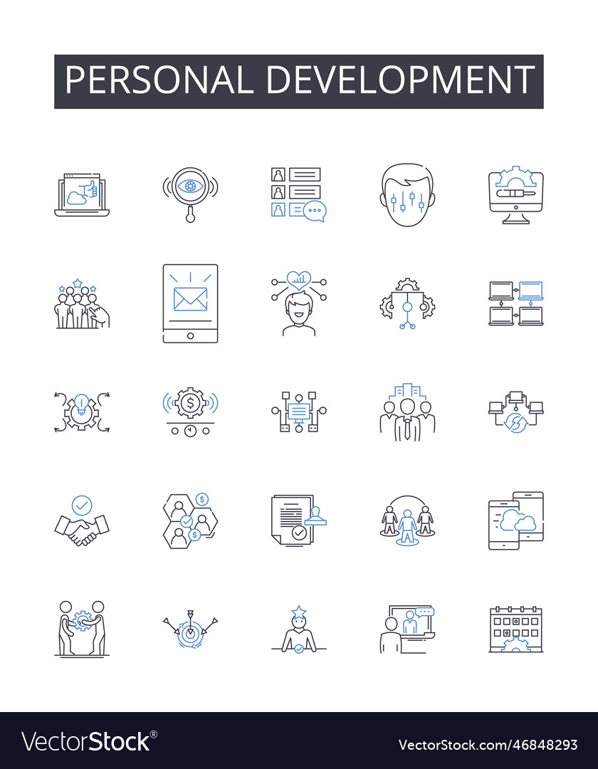 Personal development line icons collection self