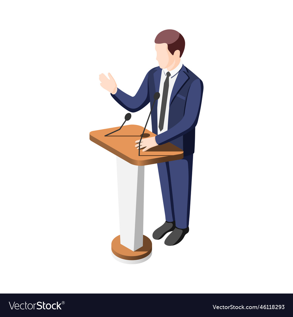 Politician giving speech composition Royalty Free Vector