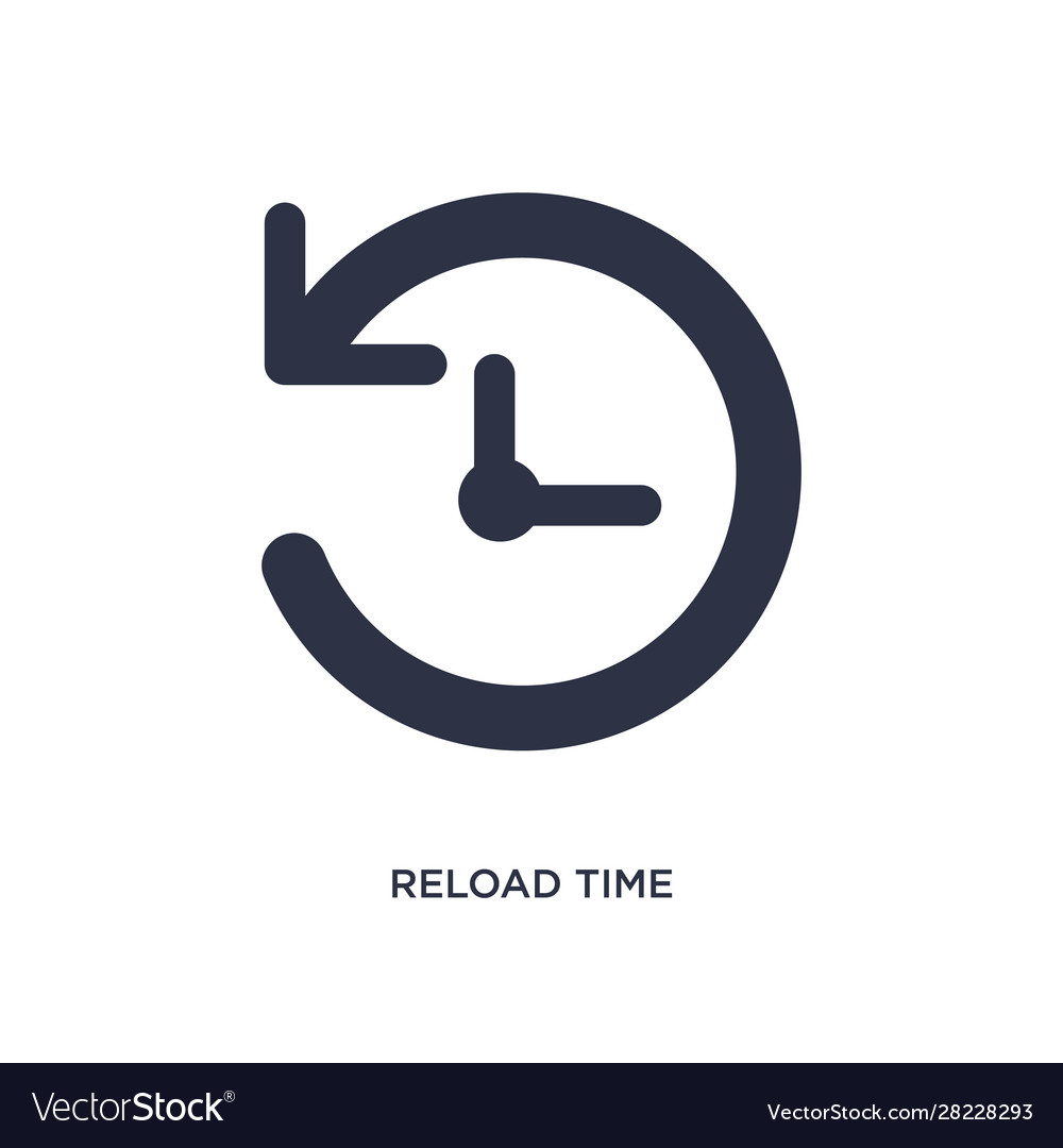 Reload time icon on white background simple