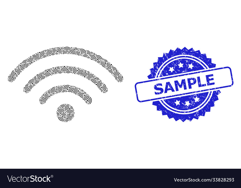 Scratched sample watermark and recursion wi-fi vector image Scratched sample watermark and recursion wi-fi