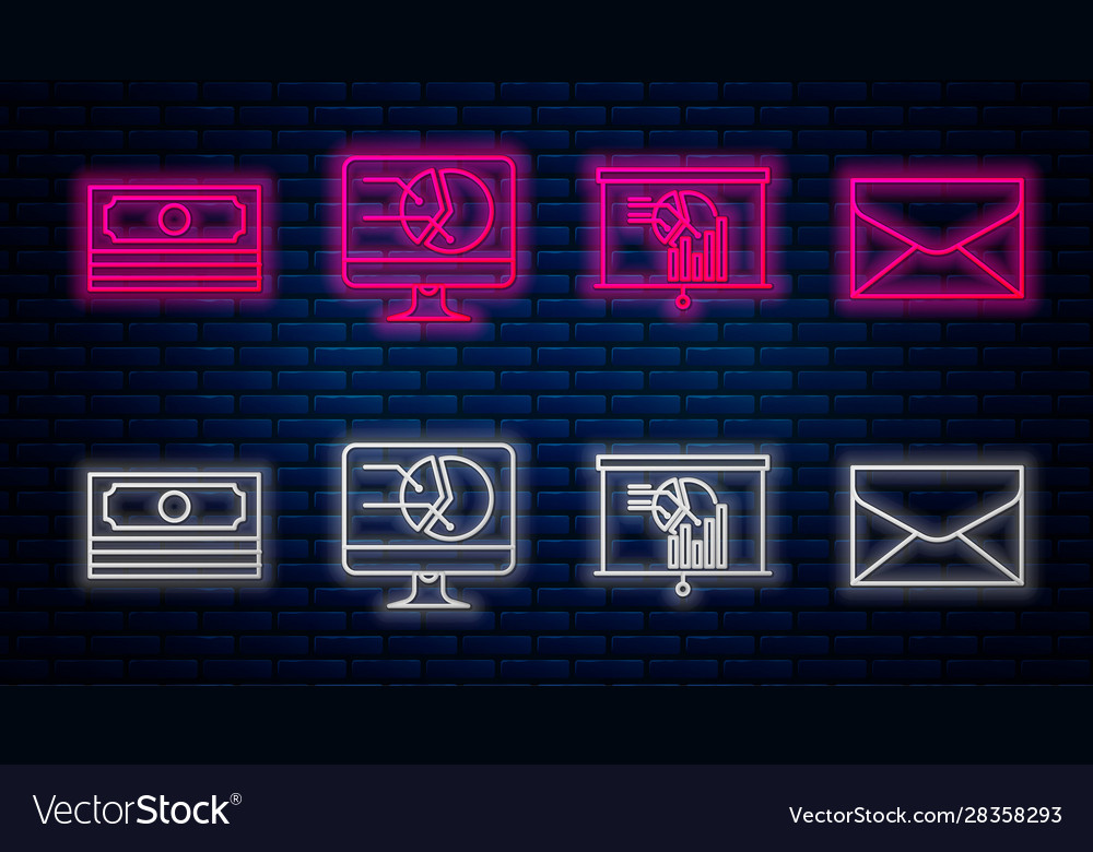Set line computer monitor with graph chart board vector image Set line computer monitor with graph chart board