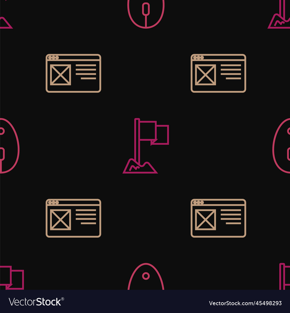 Set line computer mouse browser window vector image Set line computer mouse browser window