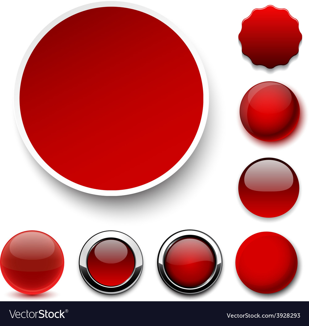 Set of Red Round Buttons