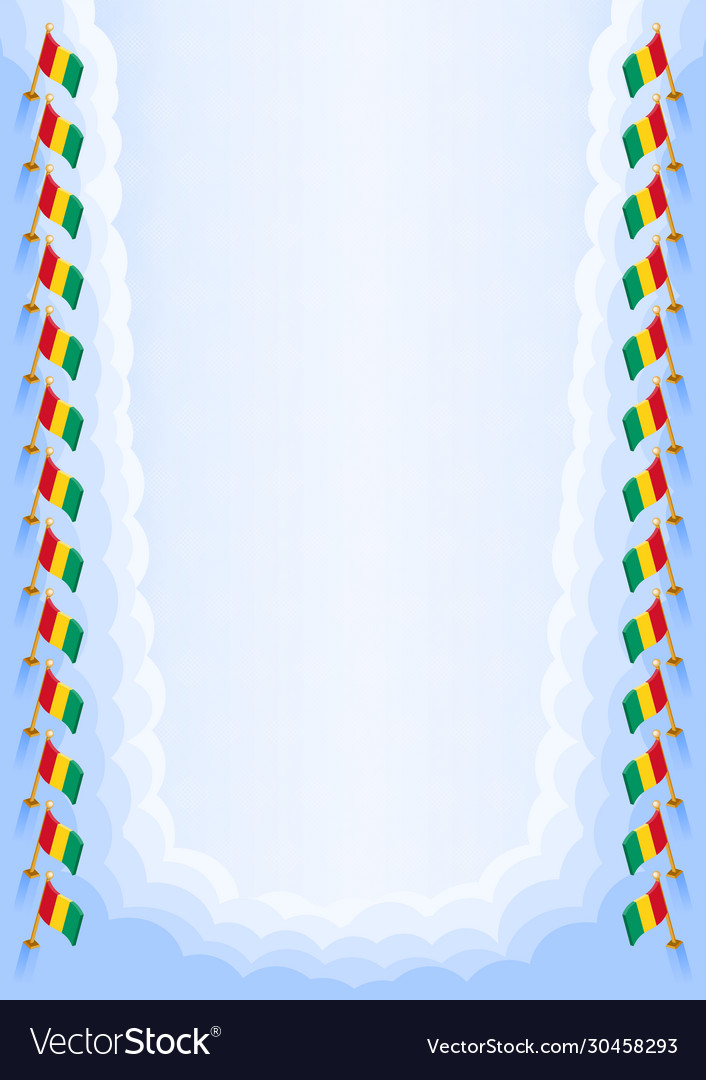 Vertical frame and border with guinea flag vector image Vertical frame and border with guinea flag
