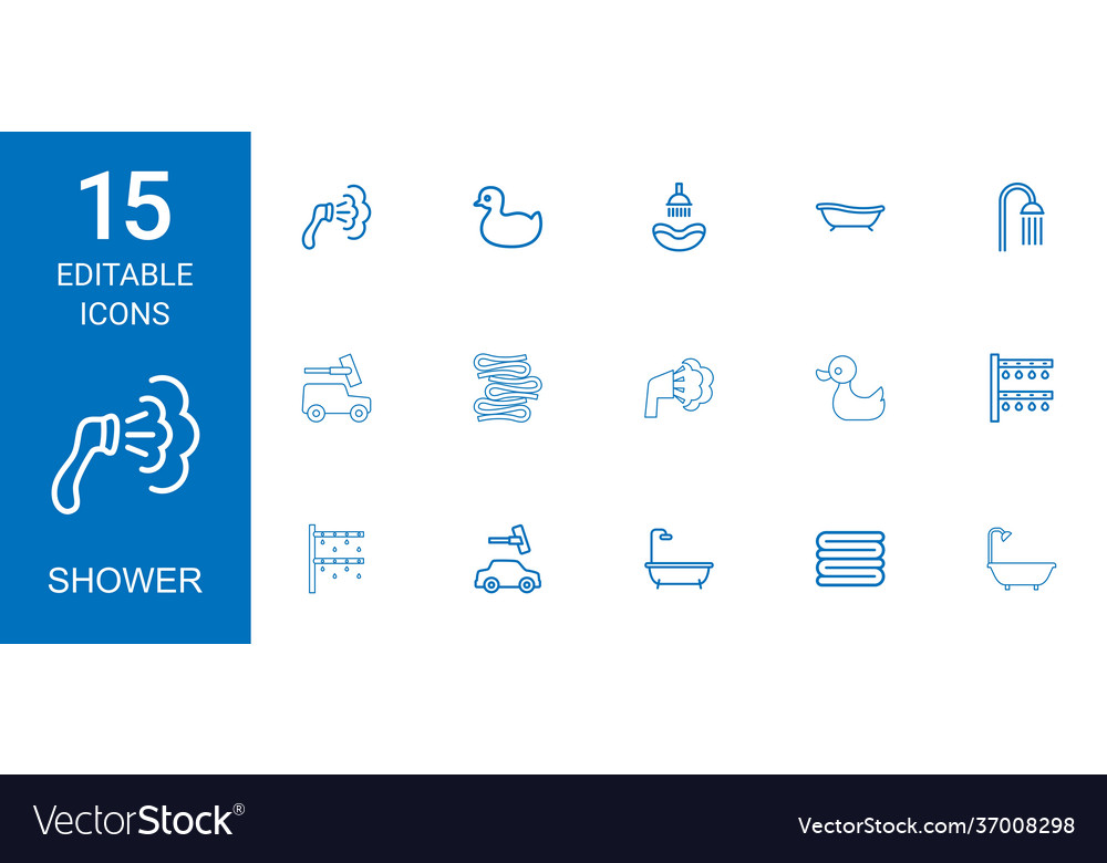 15 shower icons Royalty Free Vector Image - VectorStock