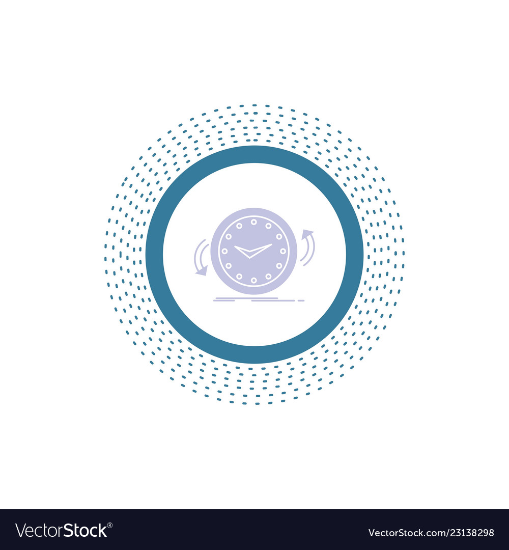 Backup clock clockwise counter time glyph icon vector image Backup clock clockwise counter time glyph icon