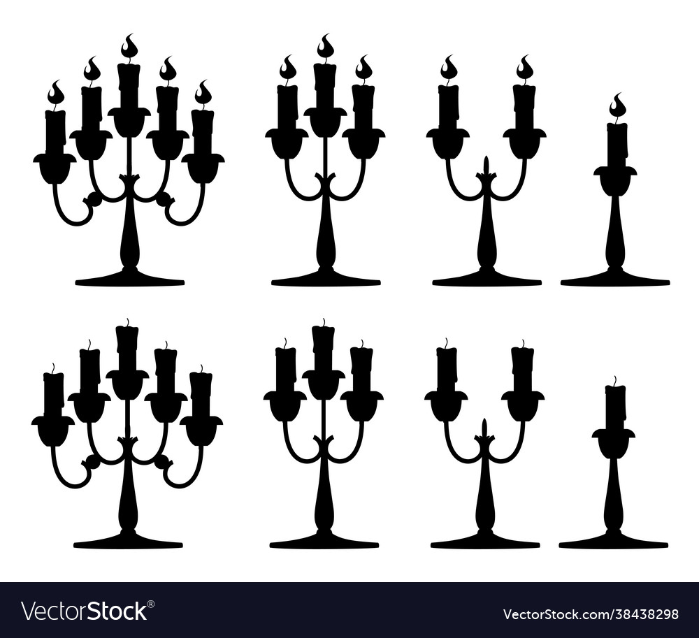 Black silhouette candles in candlesticks set