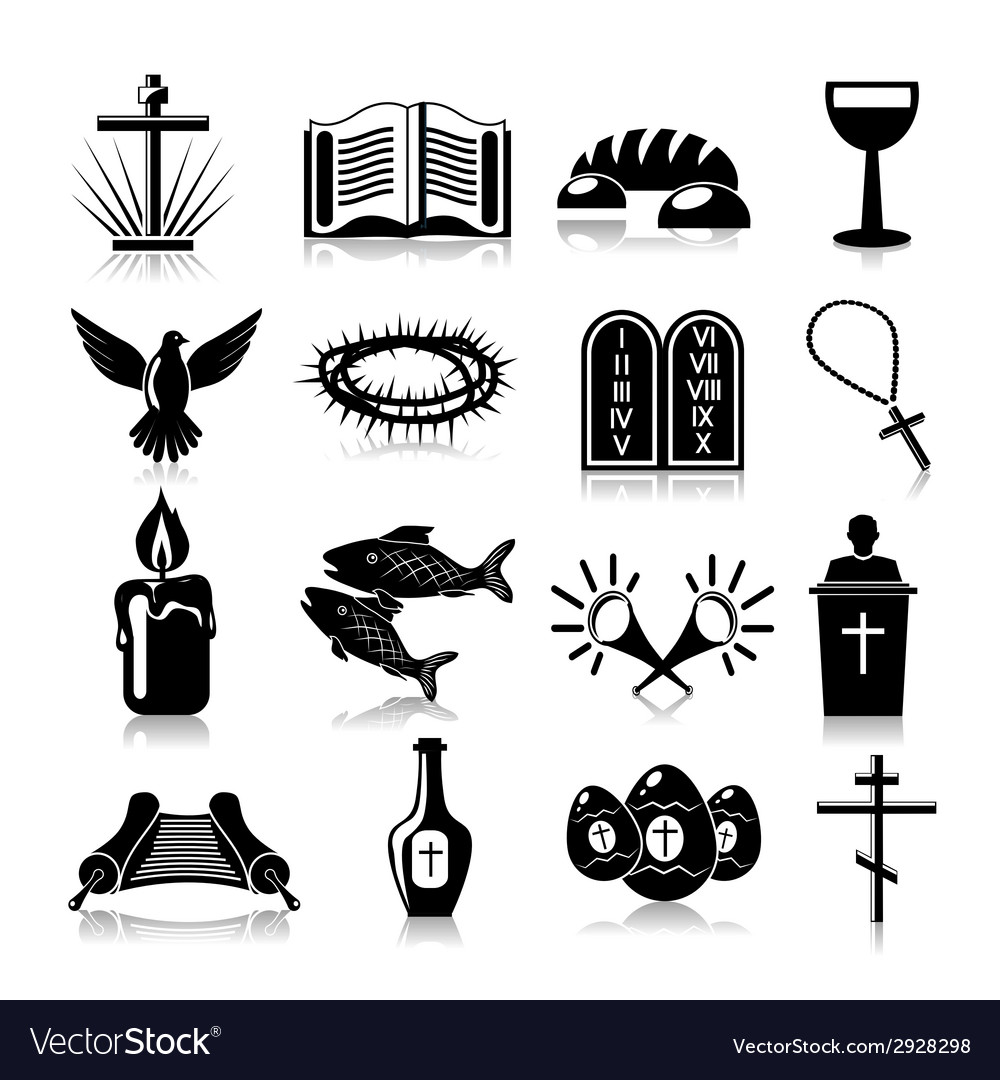 Christianity icons set black Royalty Free Vector Image