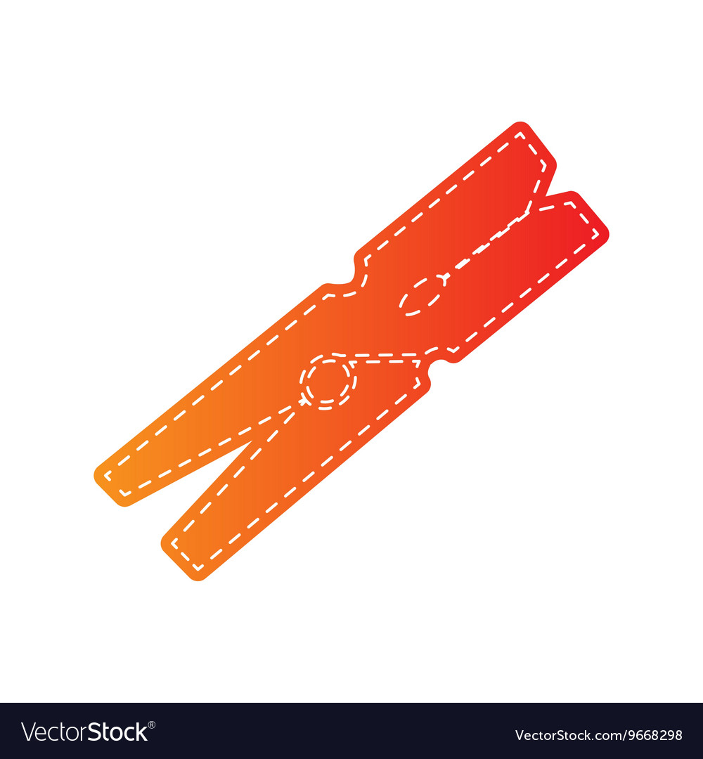 Clothes peg sign orange applique isolated