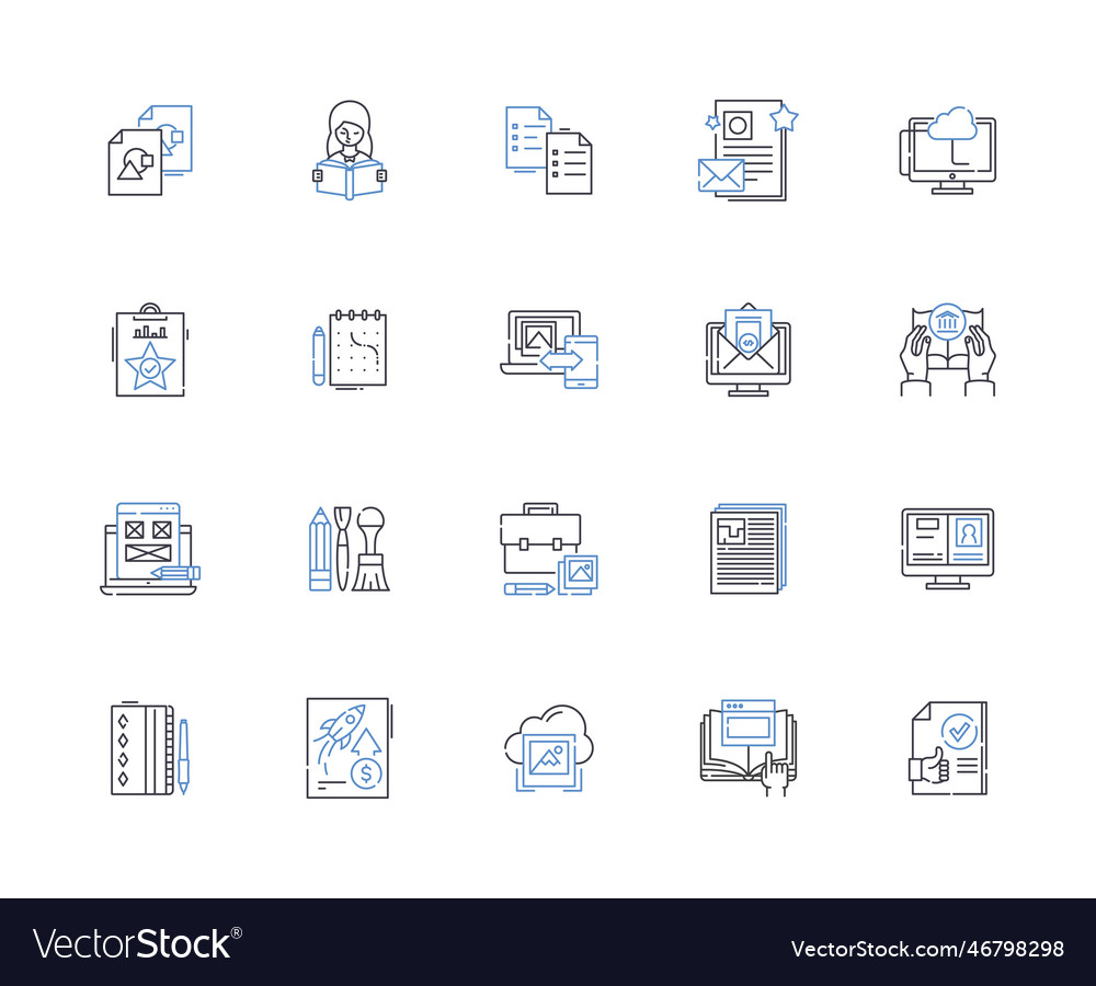 Cluster line icons collection grouping assemble