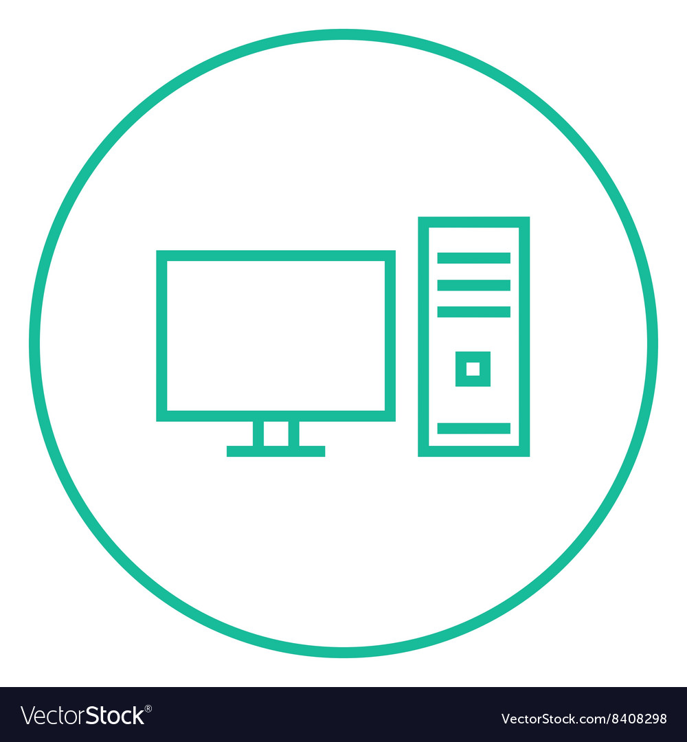 Cpu And Monitor Line Icon Royalty Free Vector Image