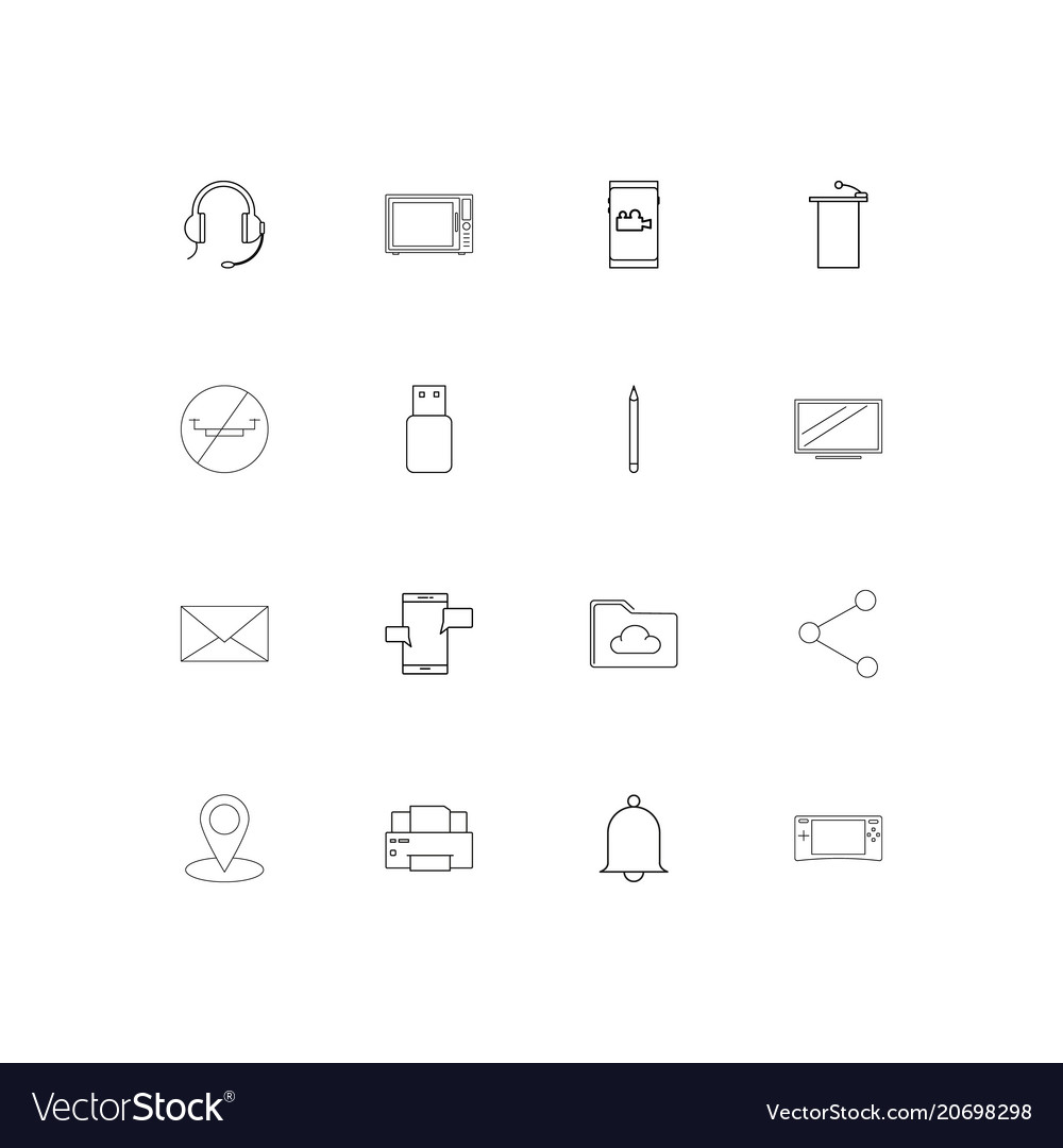 Devices simple linear icons set outlined