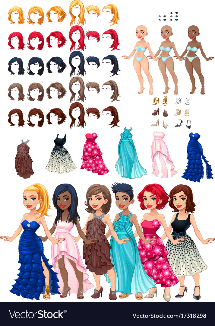 Dresses And Hairstyles Game Royalty Free Vector Image