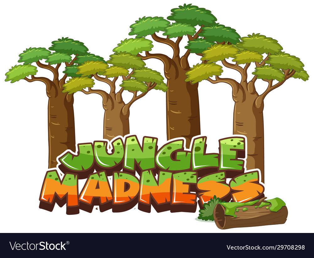 Font design for word jungle madness on white