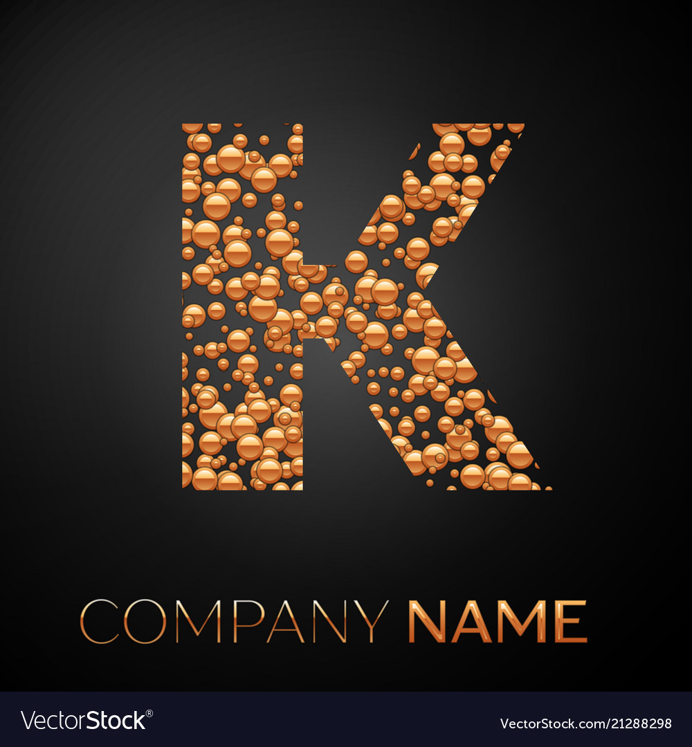 Letter k logo gold dots alphabet logotype vector image Letter k logo gold dots alphabet logotype