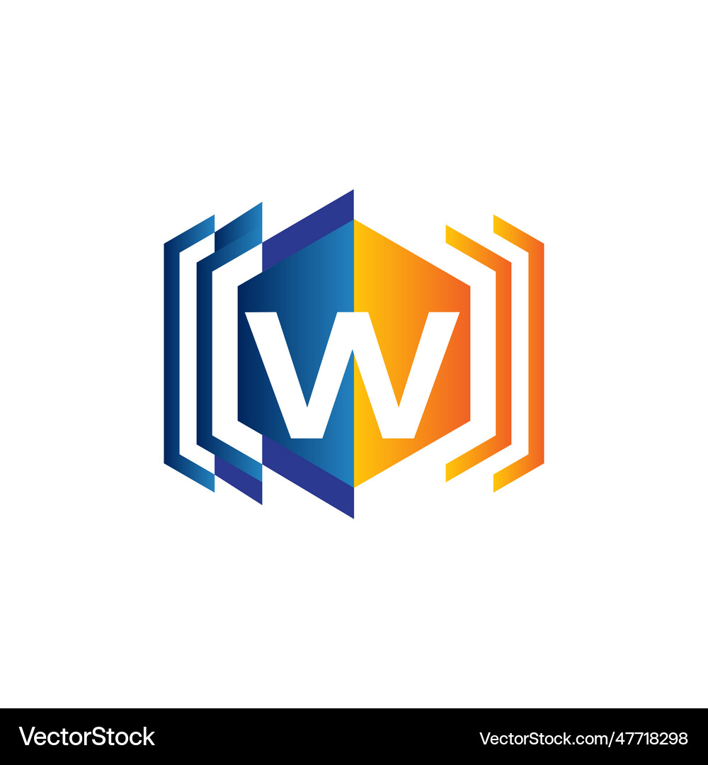 Letter w logo template colorful Royalty Free Vector Image
