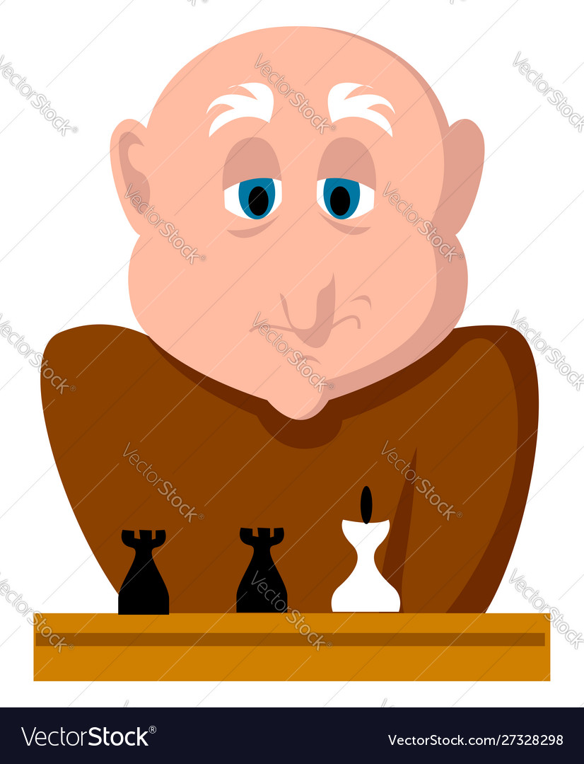 Man playing chess on white background