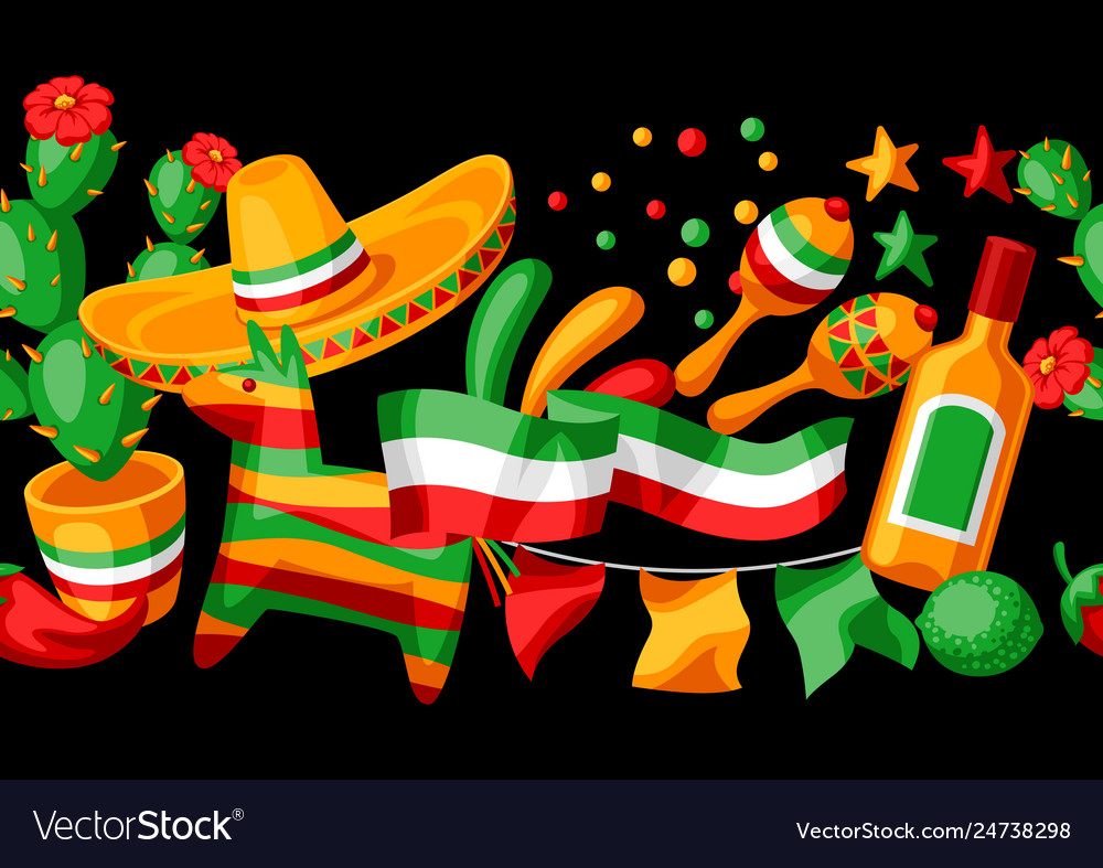 Mexican Cinco De Mayo Seamless Pattern Royalty Free Vector