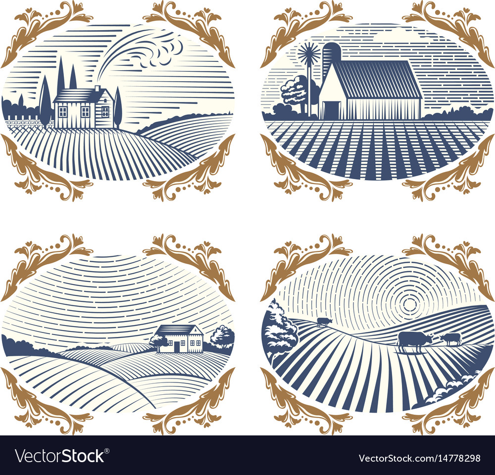 Retro Landschaften Bauernhaus