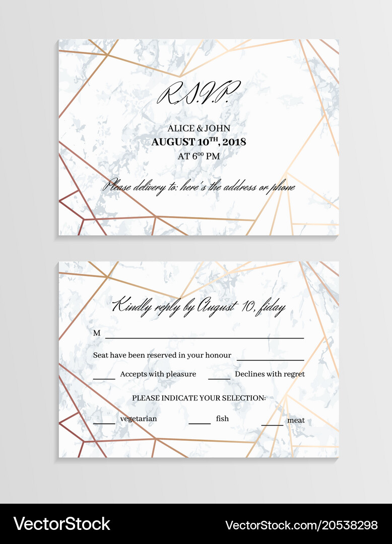 Rsvp Geometric Design Card Template Two Sides Vector Image