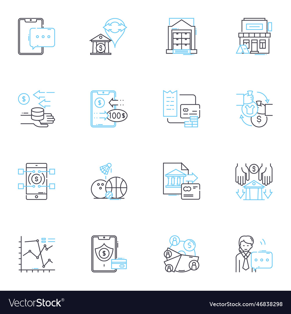Service positioning linear icons set vector image Service positioning linear icons set