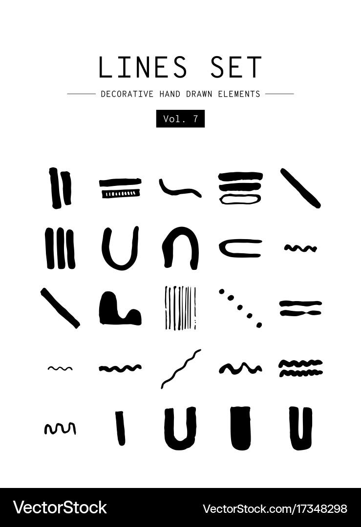 Set decorative hand drawn elements Royalty Free Vector Image
