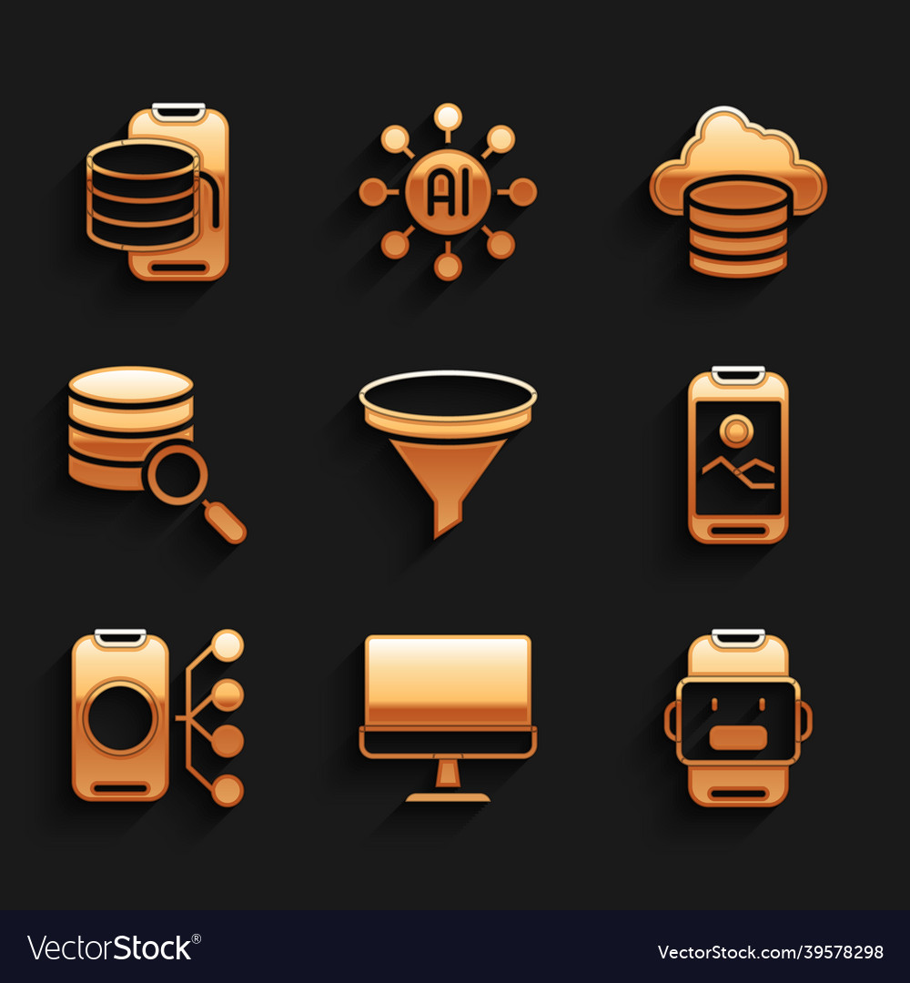 Set funnel or filter computer monitor chat bot vector image Set funnel or filter computer monitor chat bot