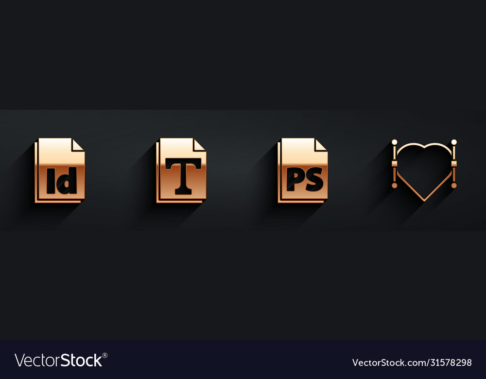 Set id file document text ps vector image Set id file document text ps