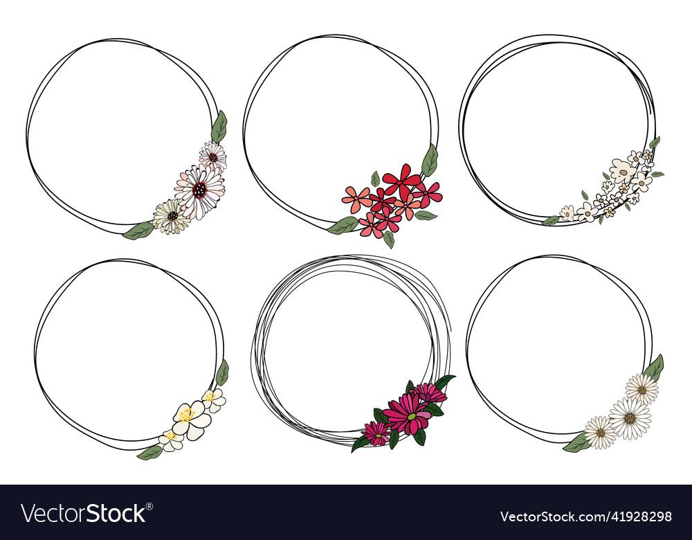 Set of beautiful flower wreath vector image Set of beautiful flower wreath