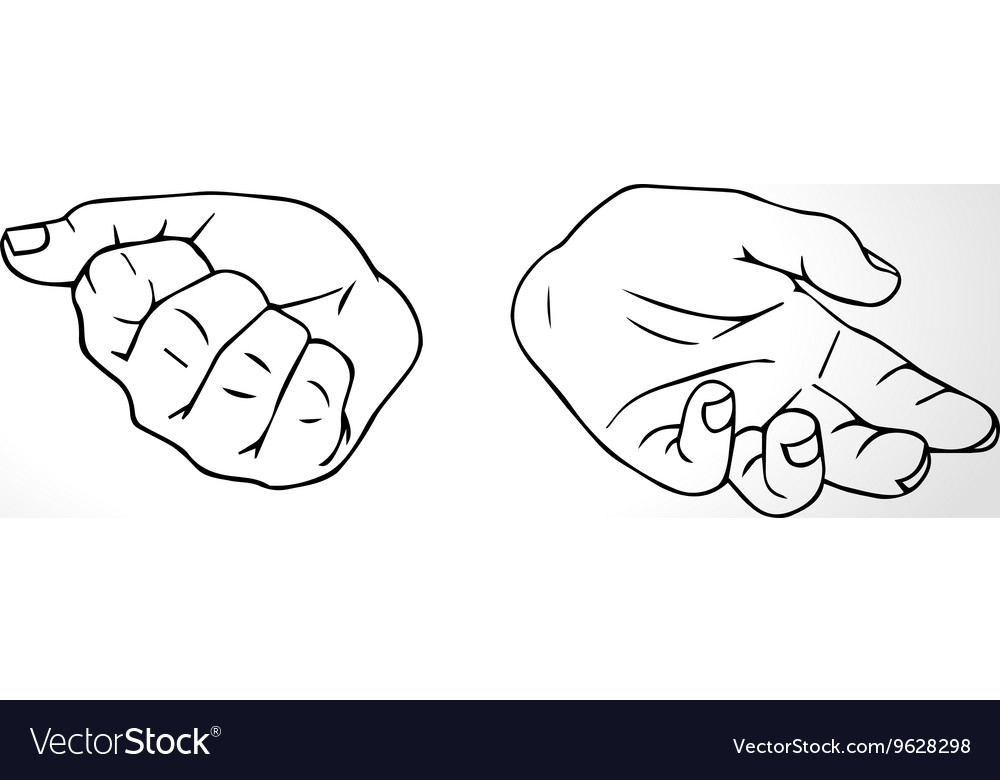 Two hands with open fist and close fist soncept Vector Image