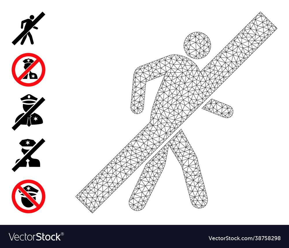 Web mesh no walking man icon with simple symbols vector image Web mesh no walking man icon with simple symbols